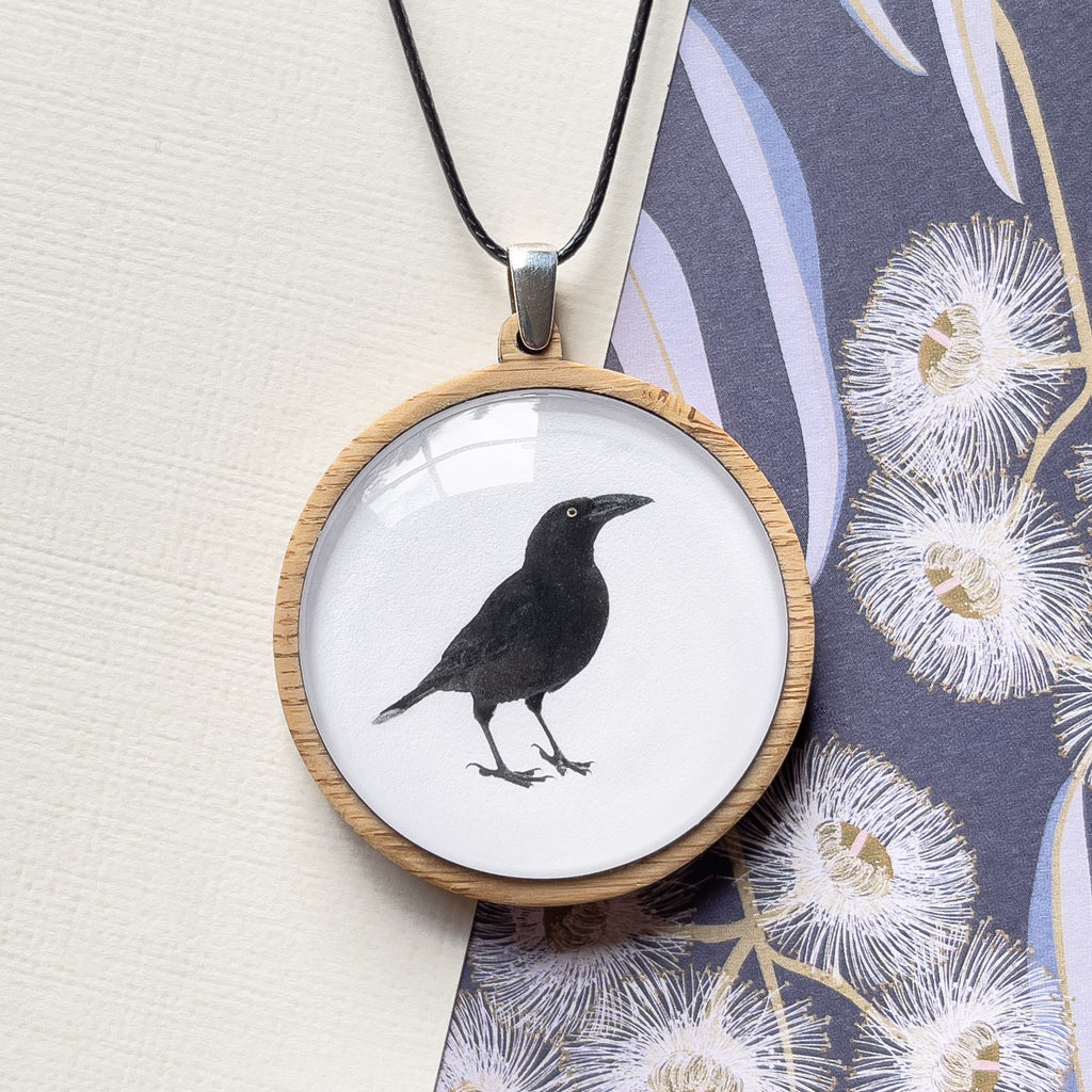 Tasmanian Black Currawong - Handmade Necklace - Tasmanian Jewellery