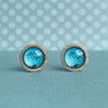 Blue Myrtle Tree Wooden Stud Earrings - Handmade In Tasmania