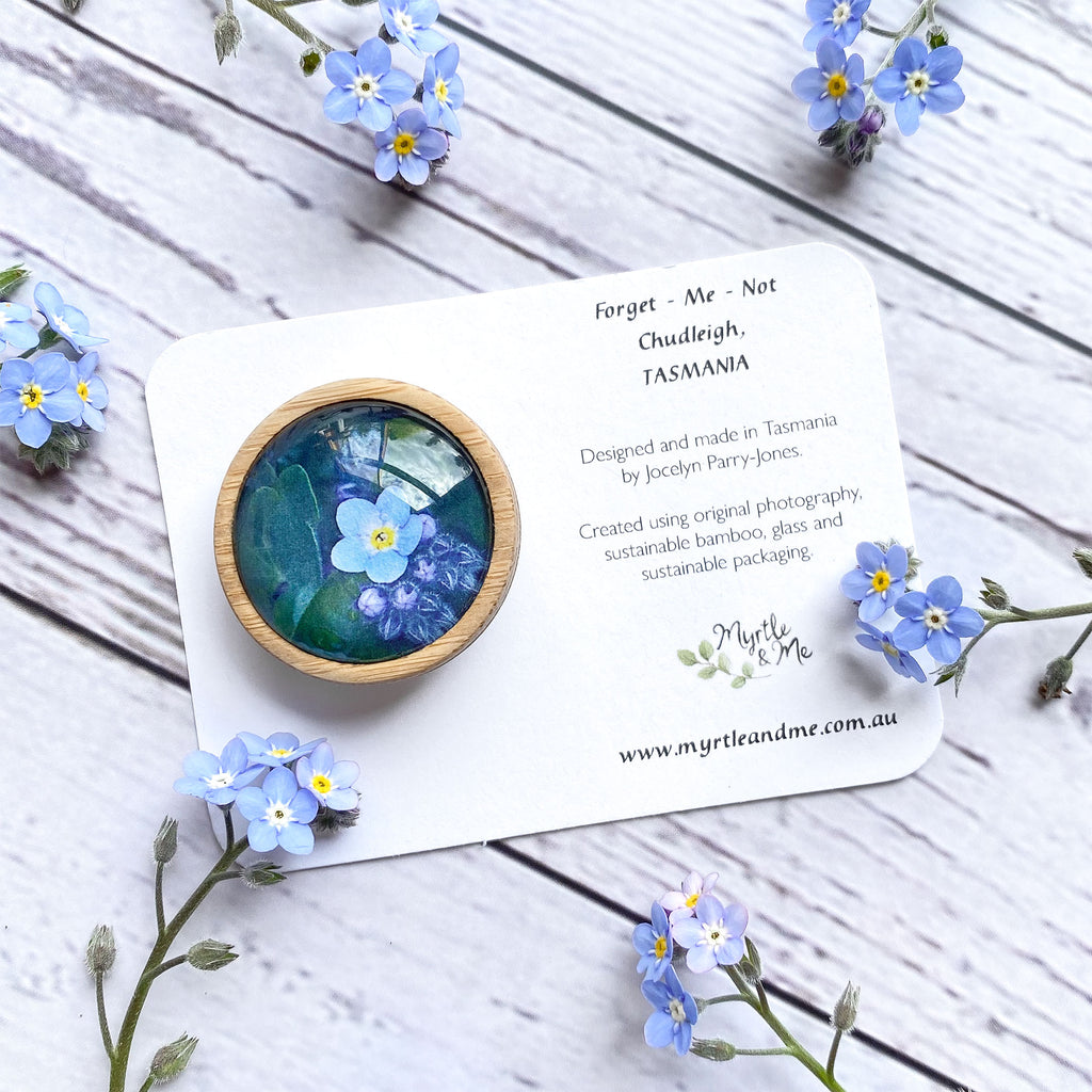 Forget Me Not Flower Brooch - Australian Nature Jewellery - Handmade In Tasmania