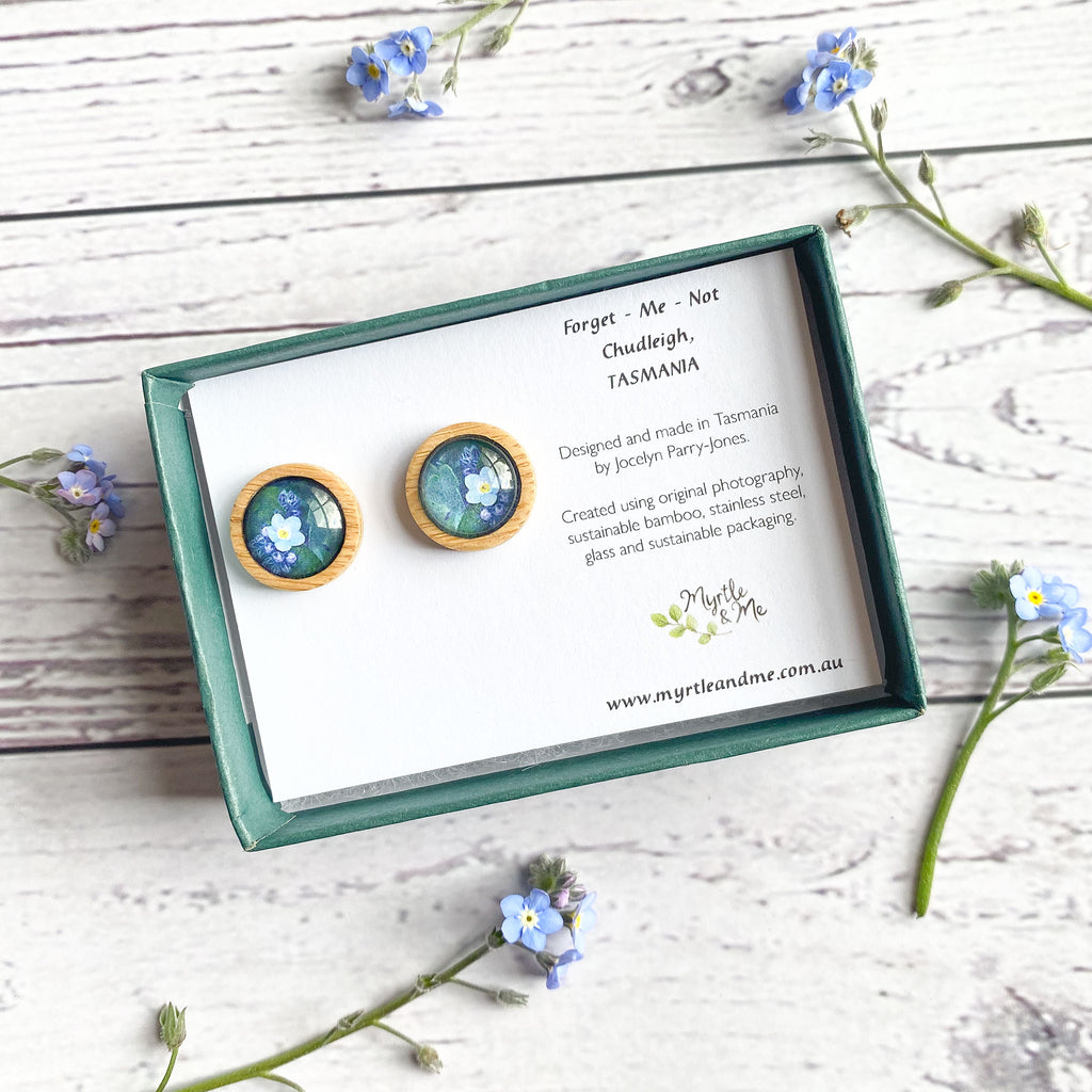Forget Me Not Flower Stud Earrings - Eco Friendly Jewellery - Handmade In Tasmania