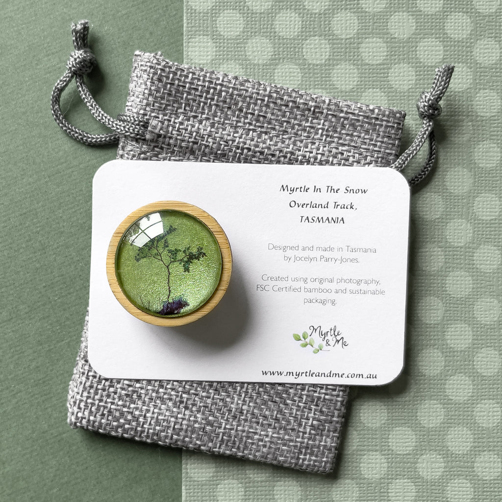 Green Myrtle Tree Brooch - Handmade In Tasmania By Myrtle & Me