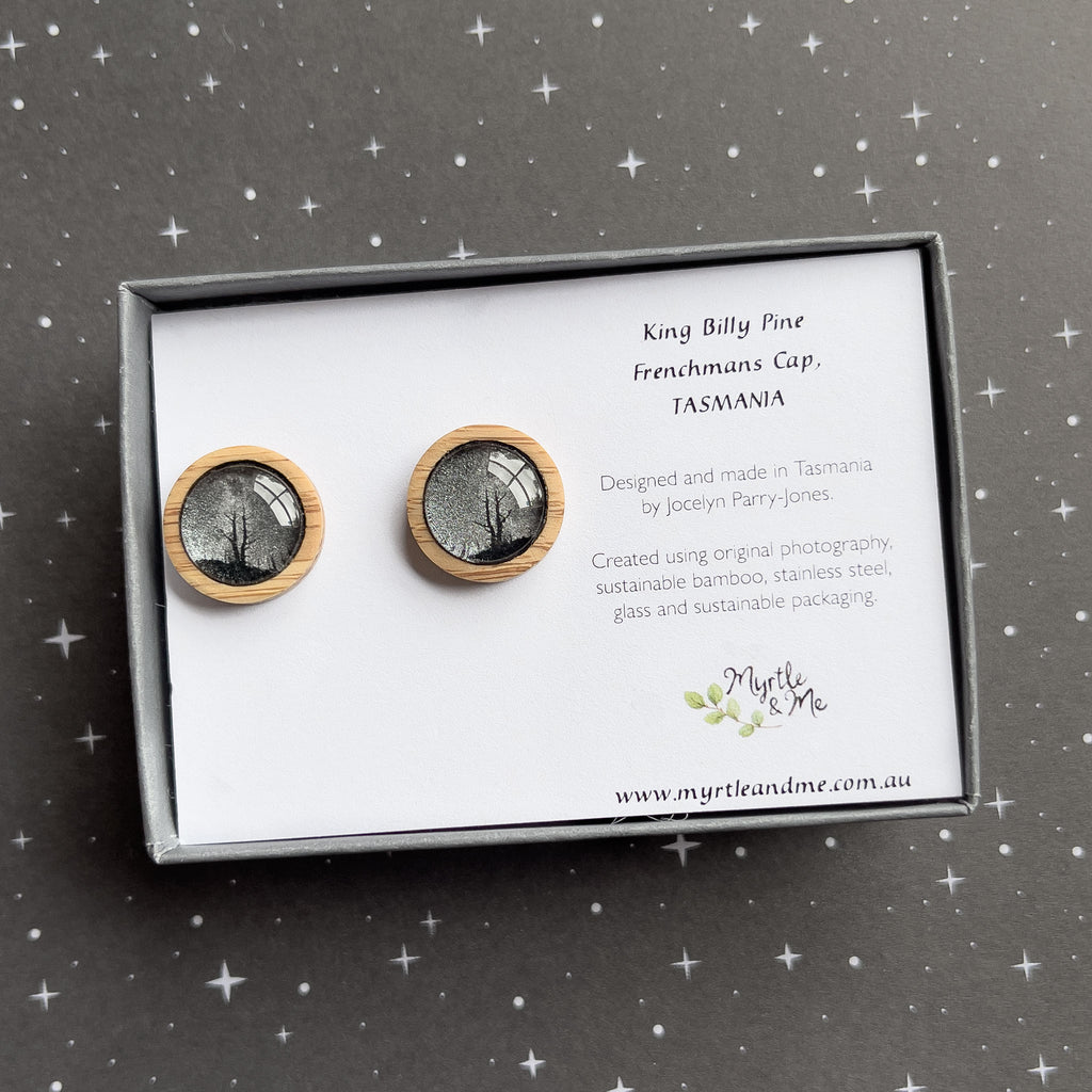 King Billy Pine Stud Earrings - Gift Boxed - Myrtle & Me Tasmanian Jewellery
