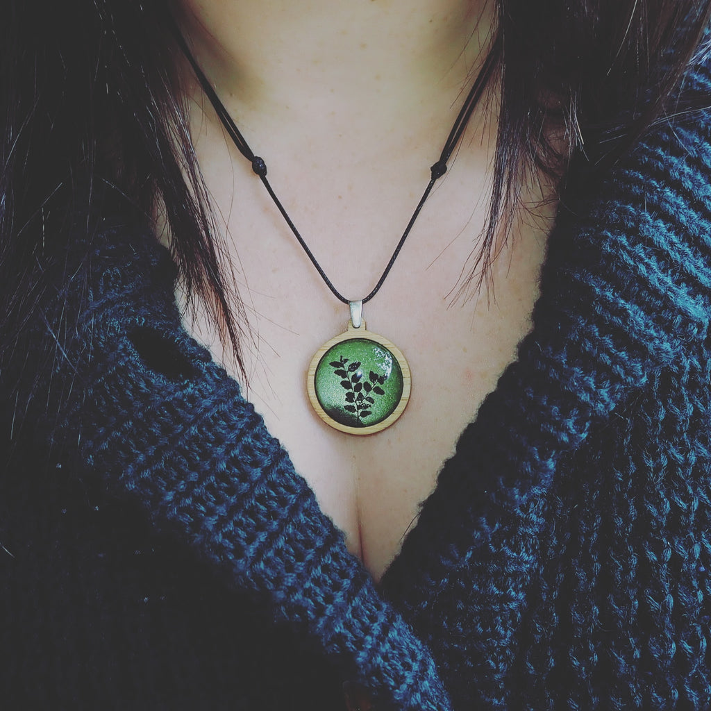 Myrtle Tree Leaves Pendant - Modelled - Tasmanian Nature Jewellery