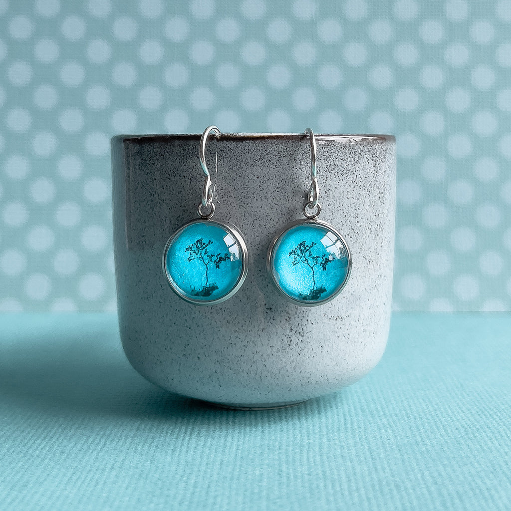 Blue Myrtle Tree Dangle Earrings - Handmade In Tasmania-  Australia