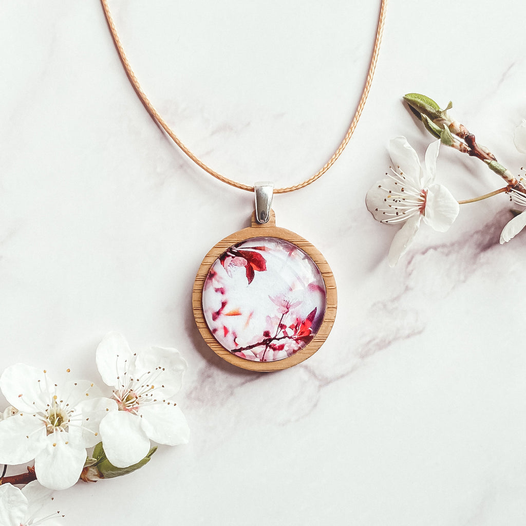 Pink Blossom Flower Necklace - Handmade In Tasmania - Myrtle & Me
