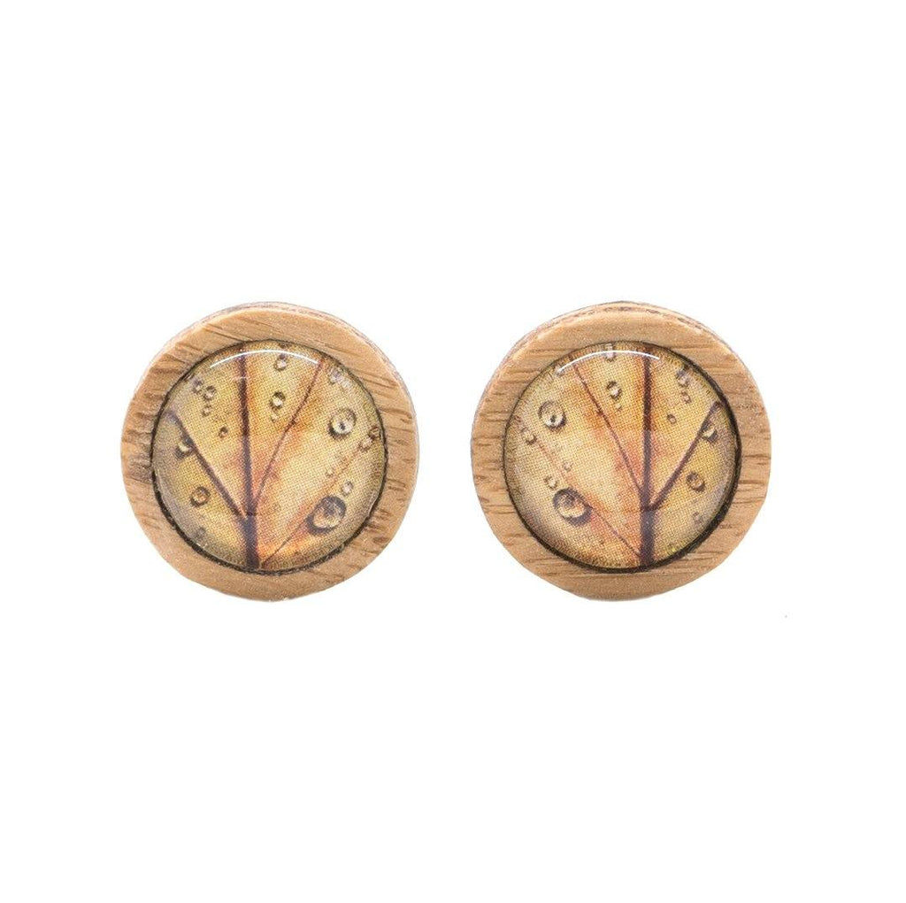 Autumn Leaf - Wooden Stud Earrings - Myrtle & Me Nature Jewellery