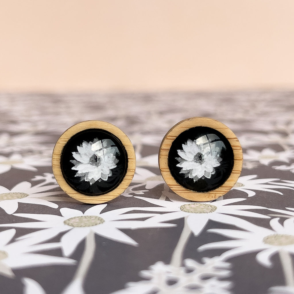 Daisy Stud Earrings - Eco Friendly Bamboo - Tasmanian Made