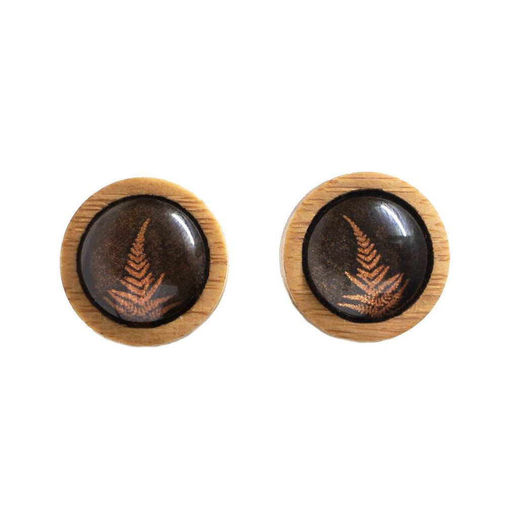 Bronze Fern - Handmade Stud Earrings By Myrtle & Me - Tasmanian Jewellery