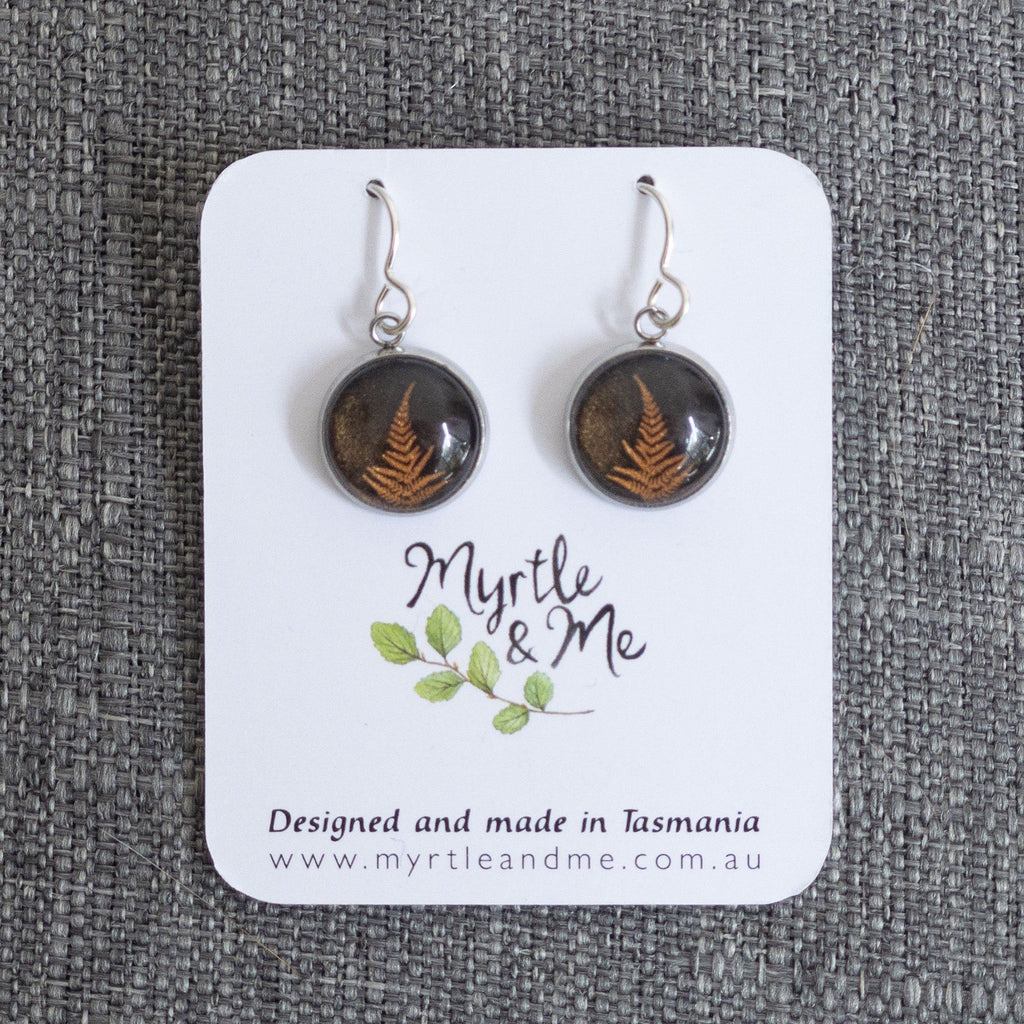 Bronze Fern - Drop Earrings - Handmade In Tasmania By Myrtle & Me Designs