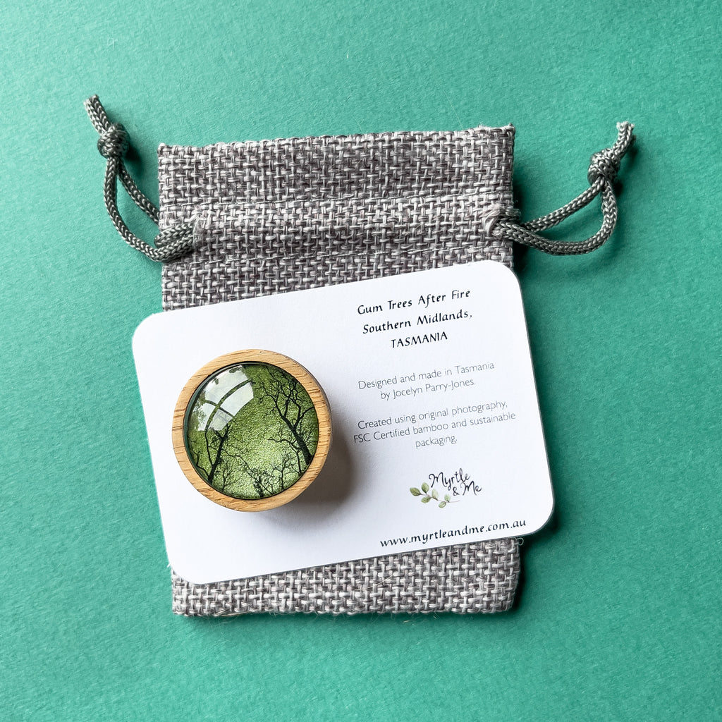 Green Gum Tree Brooch - Handmade in Australia - Myrtle and Me Nature Jewellery