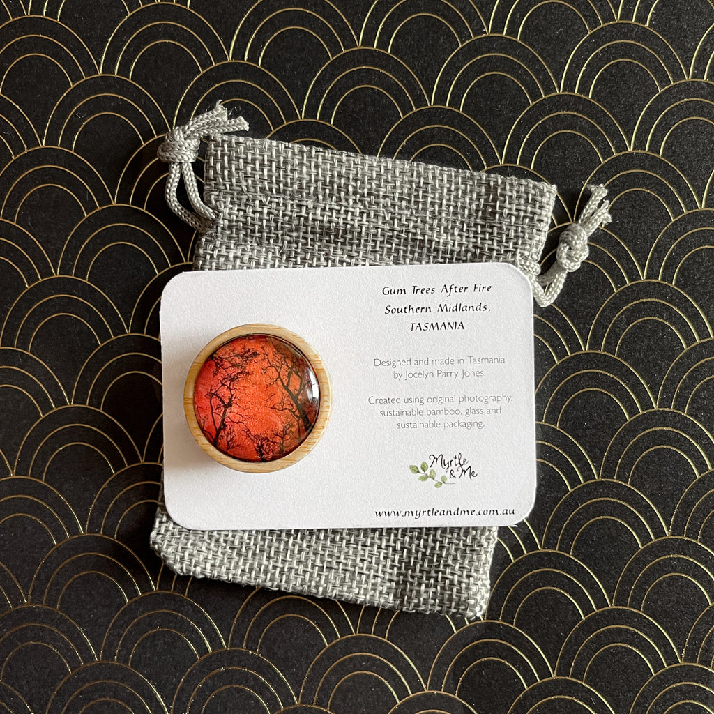 Gum Tree Brooch - Handmade In Tasmania - Winter Edition - Red - Myrtle & Me