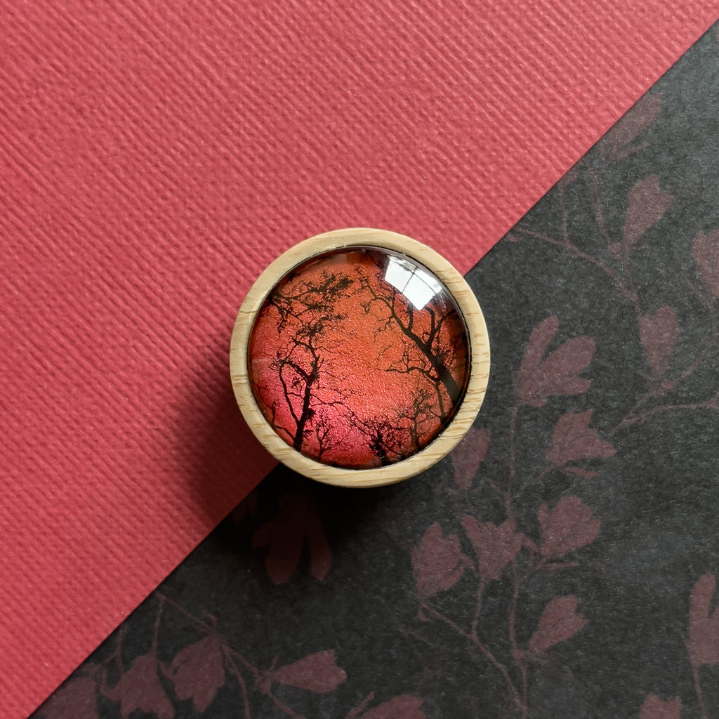 Gum Trees Winter Edition Red Brooch - Handmade in Tasmania Australia - Myrtle & Me